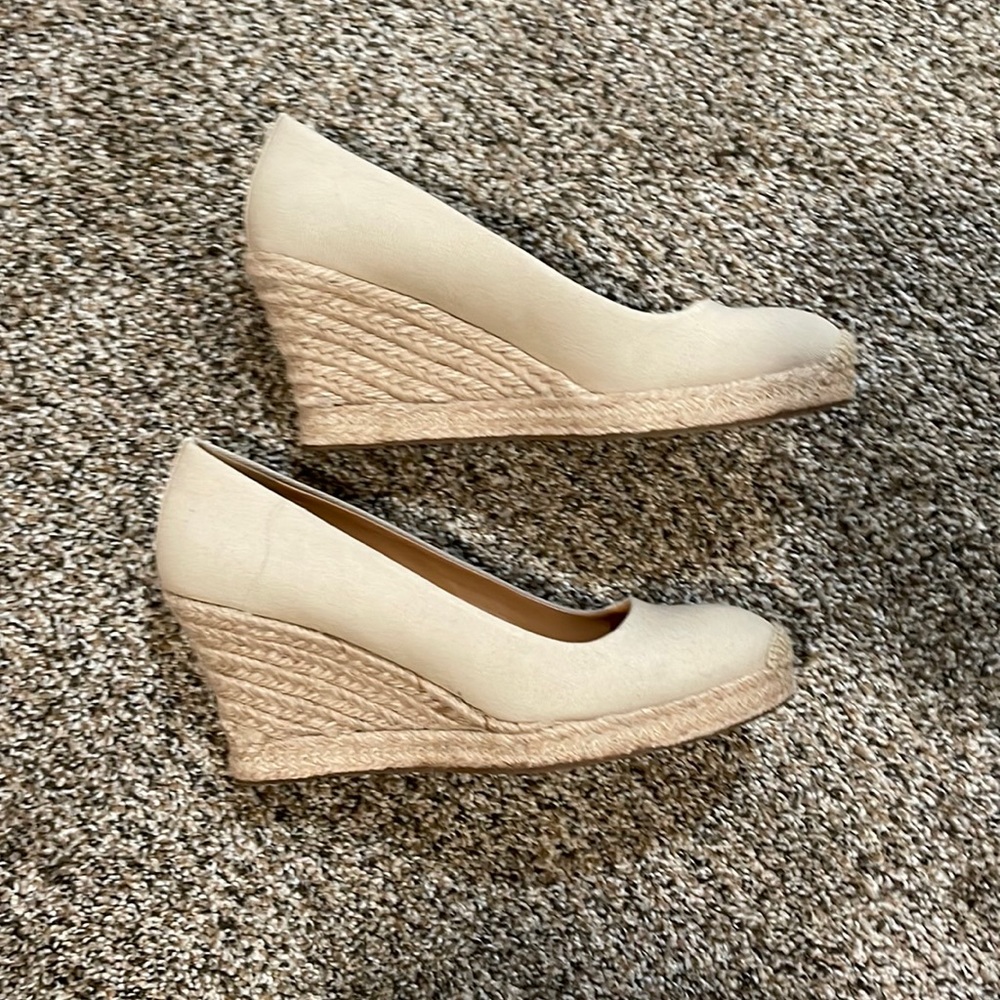 J. Crew wedge heel neutral size 8